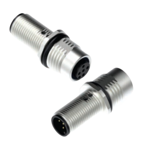 M12 A-CODE Pass-through Receptacles - Male & Female Front Mounting & Rear Mounting